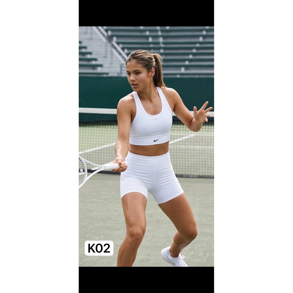 Nike Dri-FIT White Longline Sports Bra Racerback Athletic Crop Top Large L